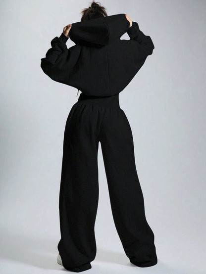 BUYCO Female Solid Color Zipper Hooded Jumpsuit