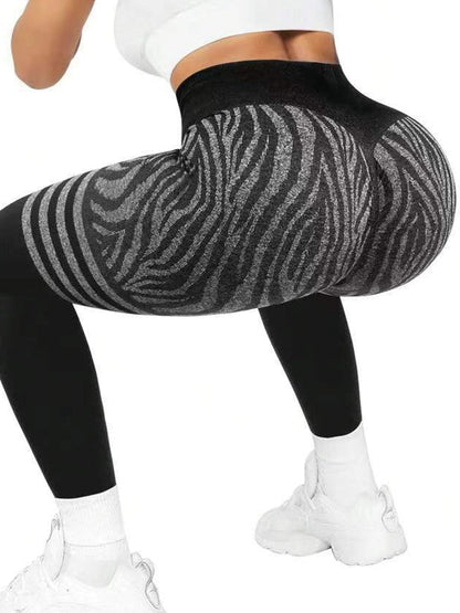 BUYCO Female Zebra Print Stripes Ruched Back Legging