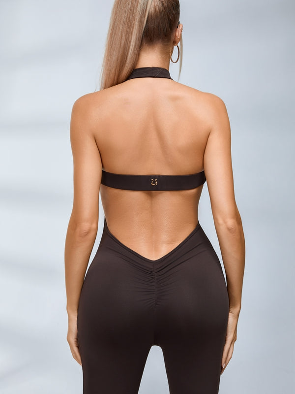 BUYCO Female Backless Halter Deep V Back Jumpsuit
