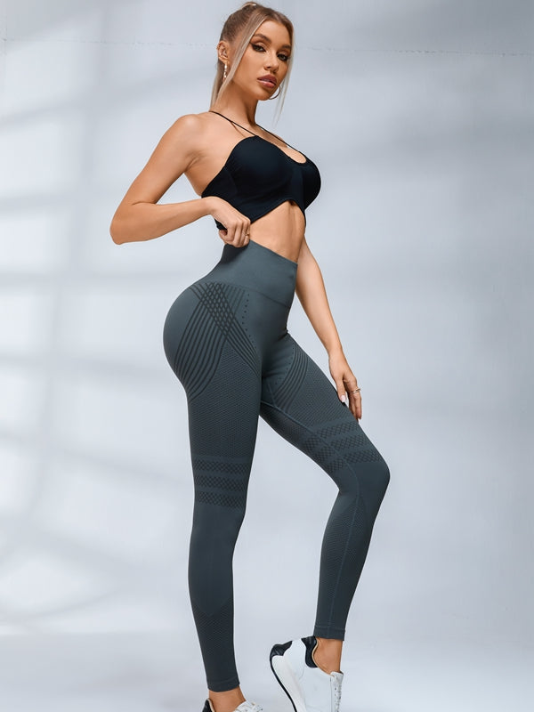 BUYCO Female Stripes High-waisted Yoga Leggings