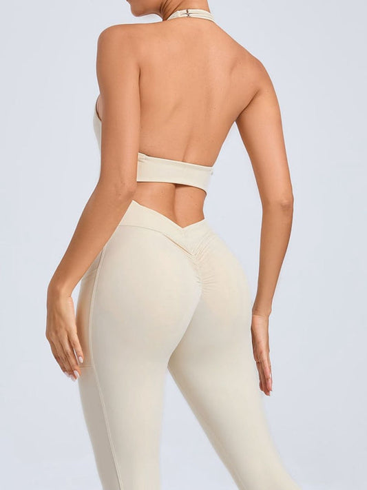 BUYCO Female Front Folds Backless Pocket Jumpsuit