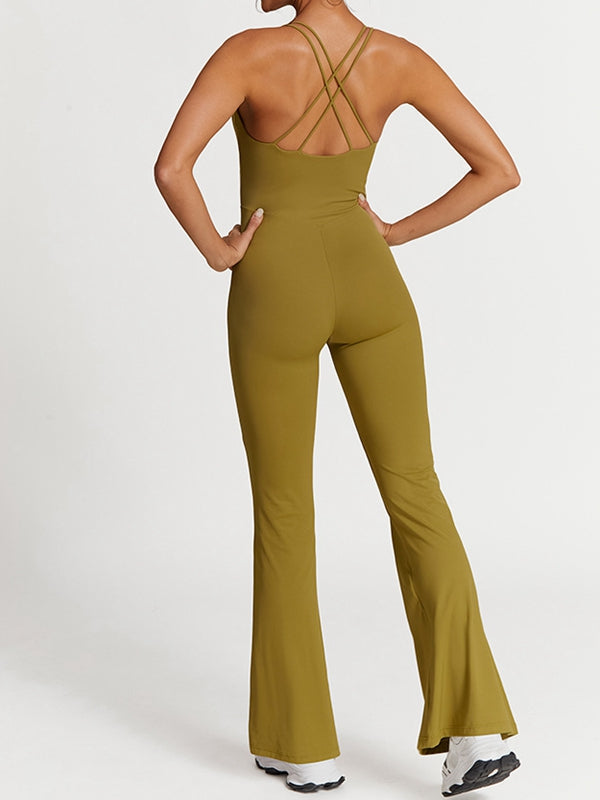 BUYCO Female Cross Back Flare Jumpsuit