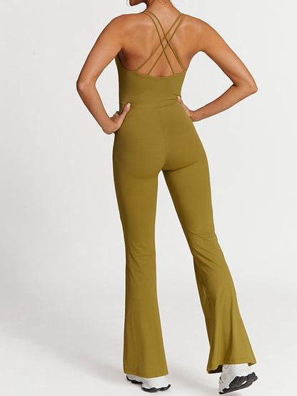 BUYCO Female Cross Back Flare Jumpsuit