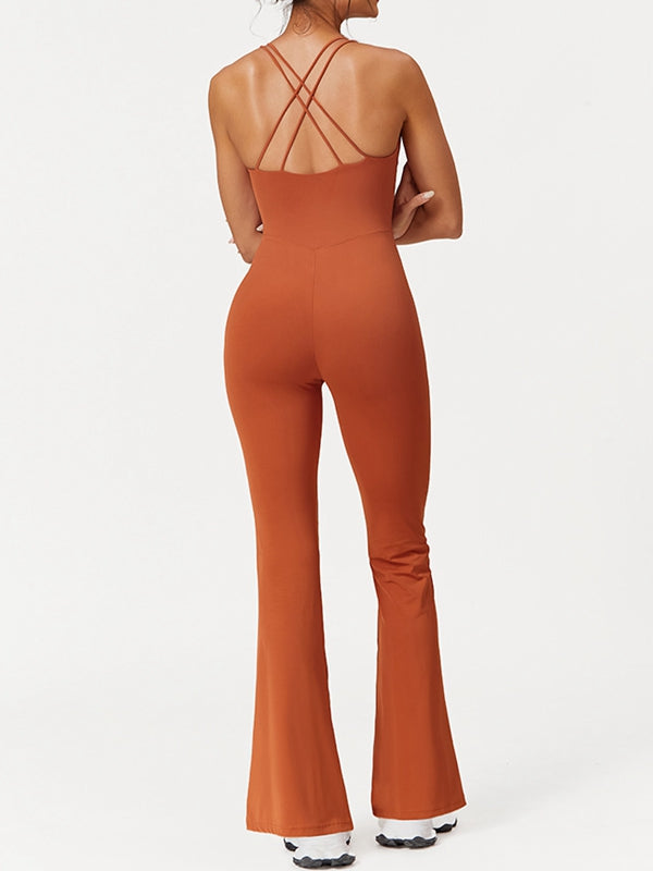 BUYCO Female Cross Back Flare Jumpsuit