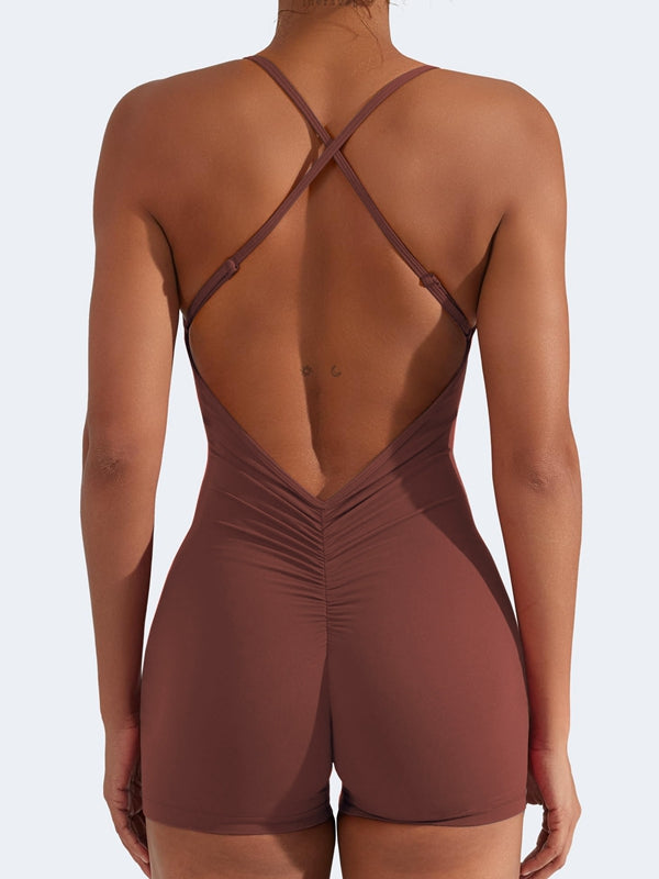 BUYCO Female Cross Back Ruched Back Romper
