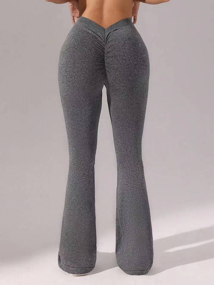 BUYCO Female Deep V Back Flare Ruched Back Leggings