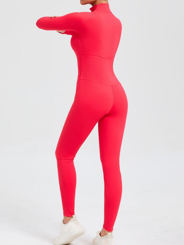 BUYCO Female Zipper Stand Collar Long-Sleeved Jumpsuit