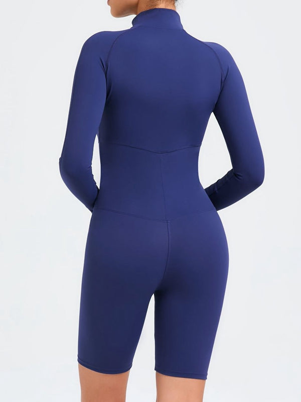 BUYCO Female Zipper Stand Collar Long-Sleeved Jumpsuit