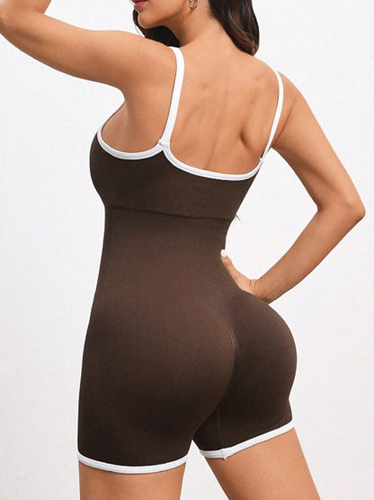 BUYCO Female Backless U Collar Stripes Romper