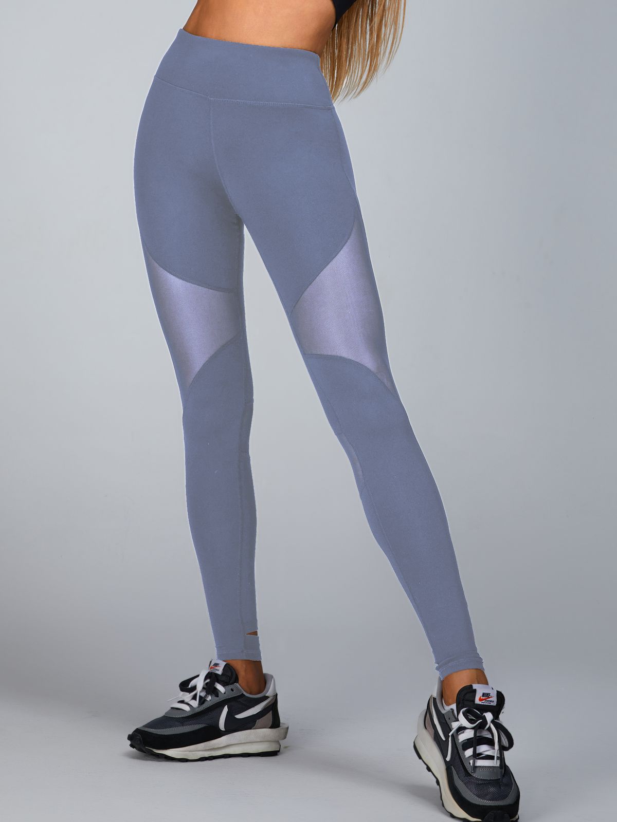BUYCO Female High Waist Stretch Mesh Stitching Leggings