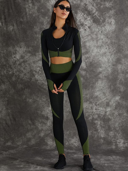 BUYCO Female 3 Pieces Long Sleeve Zippers Fitness Suits X Carmen⭐