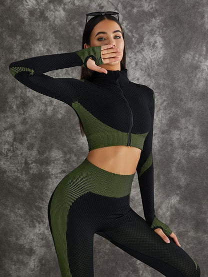 BUYCO Female 3 Pieces Long Sleeve Zippers Fitness Suits X Carmen⭐