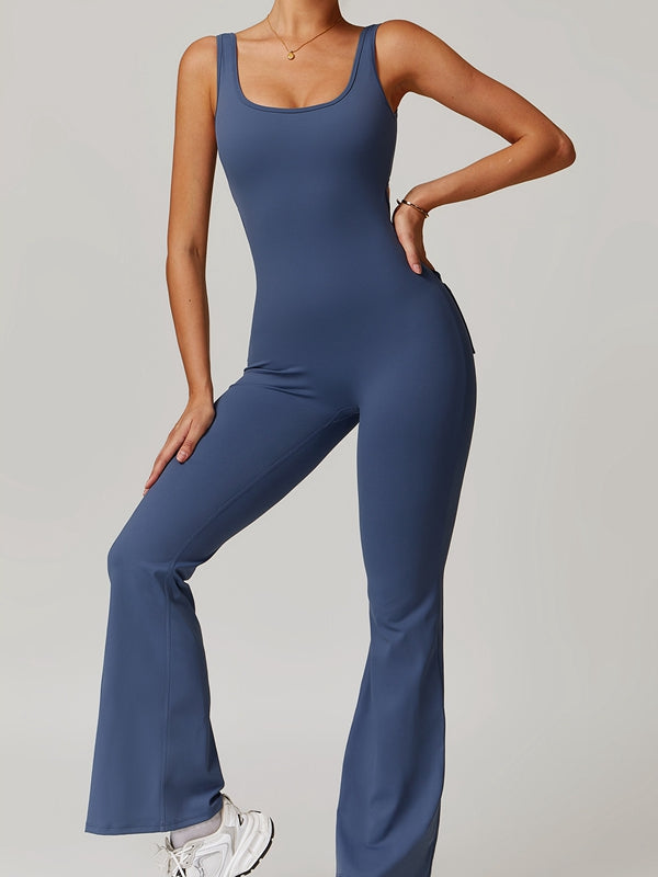 BUYCO Female Fitted Cutout Pocket Flare Fit Cargo Jumpsuit