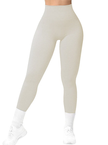 BUYCO Female Seamless Ribbed Solid Color Quick-dry Leggings