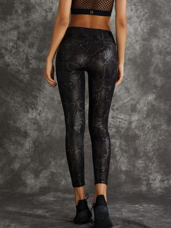 BUYCO Female PU Faux Leather Leopard Print Leggings
