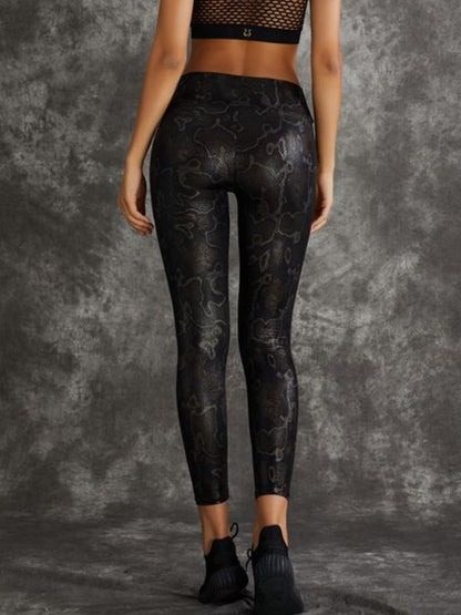 BUYCO Female PU Faux Leather Leopard Print Leggings