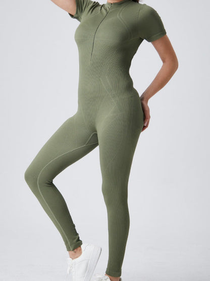 BUYCO Female Zipper Ribbed Cutout Jumpsuit