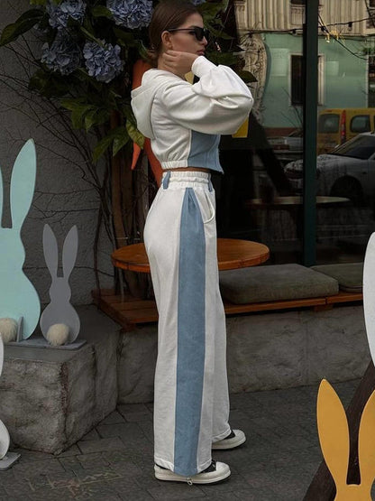 BUYCO Female Fitted Contrast Color Pocket Casual Tracksuit