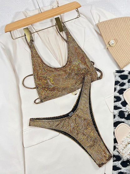 BUYCO Female Multi-coloured Gradient Drawstring Bikini Set