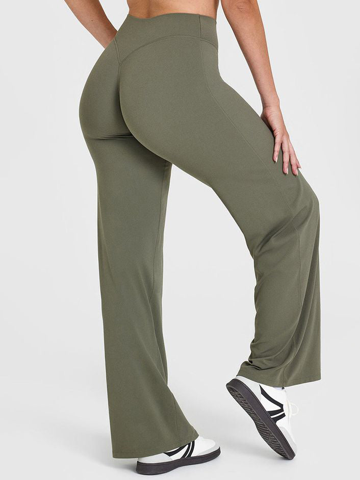 BUYCO Female Solid Color Casual Loose Flare High-rise Leggings