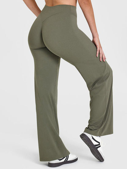 BUYCO Female Solid Color Casual Loose Flare High-rise Leggings