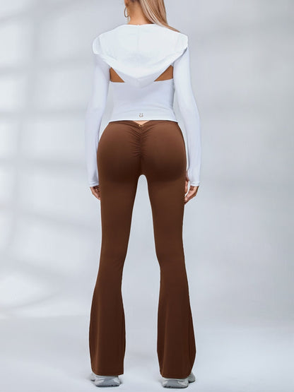 BUYCO Female Deep V Back Ruched Back Flare Leggings