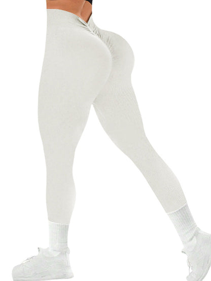 BUYCO Female Deep V Seamless Quick Dry High-waisted Ruched Back Leggings