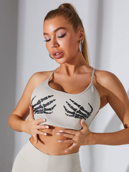 BUYCO Female "Hand Bones" Print Cross Back Sports Bras