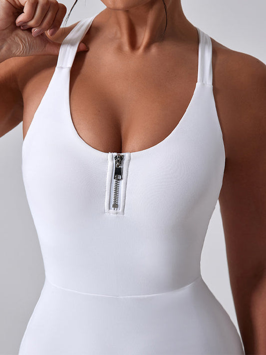 BUYCO Female U Collar I-shaped Zipper Cross Back Quick-dry Dress