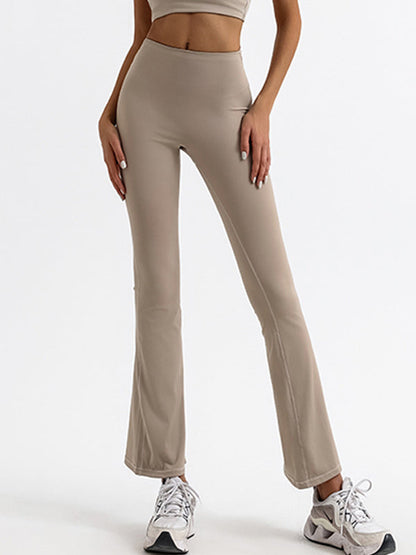 BUYCO Female Solid Color High-waisted Hollow Out Flare Pants