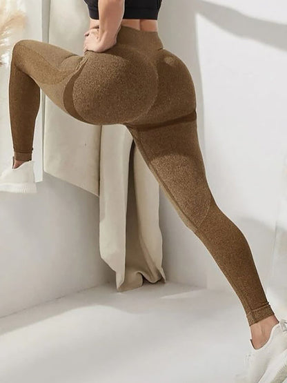 BUYCO Female Seamless Hip-lift Ruched Back Elastic tight Leggings