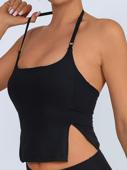 BUYCO Female Adjustable Strap Halter Backless Quick Dry Sports Bras