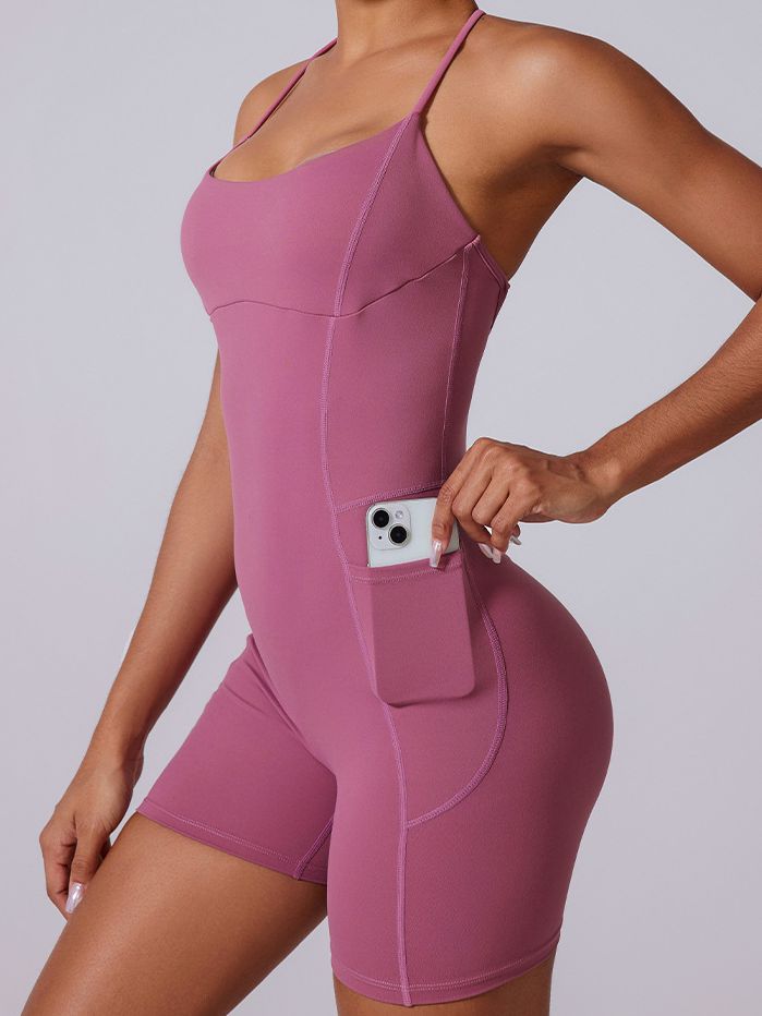 BUYCO Female Cross Back Hollow Out Elastic Tight Romper