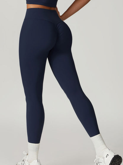 BUYCO Female High-waisted Hip-lift Quick Dry Elastic Tight Ruched Back Leggings