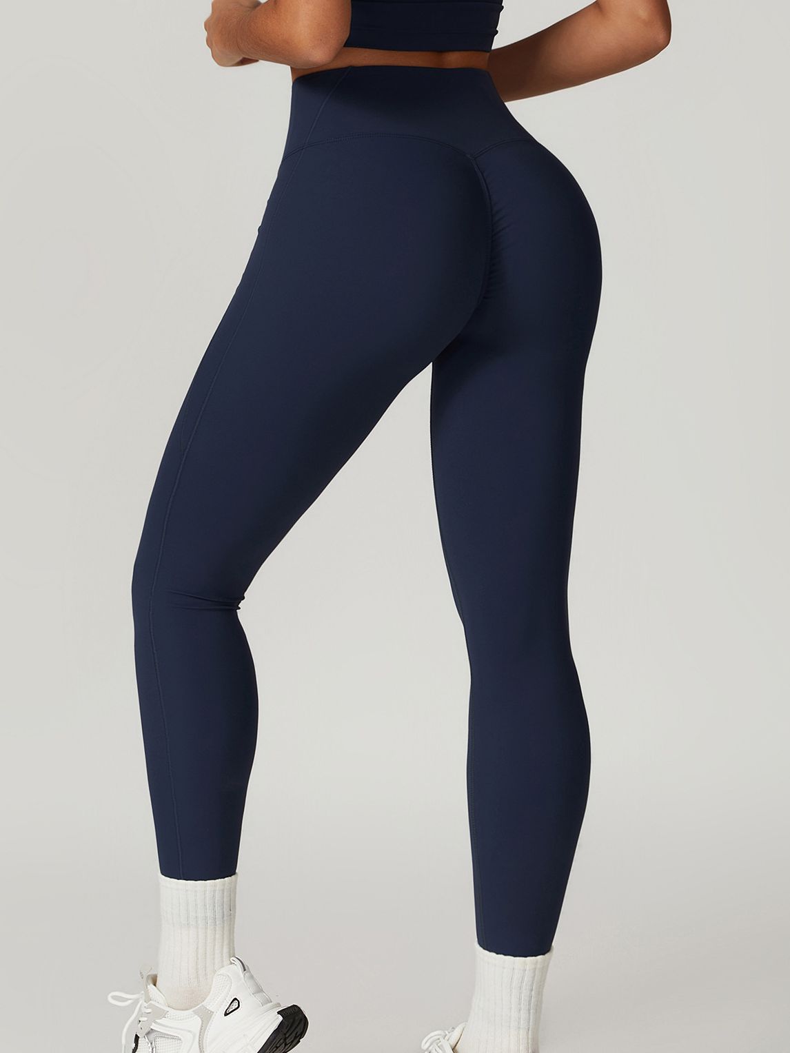 BUYCO Female High-waisted Hip-lift Quick Dry Elastic Tight Ruched Back Leggings