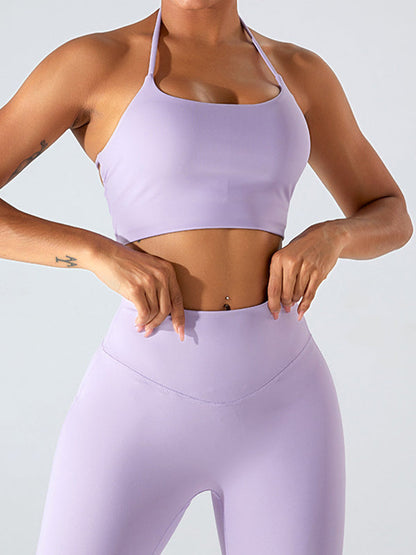 BUYCO Female Solid Color Backless Cross Back Sports Bras