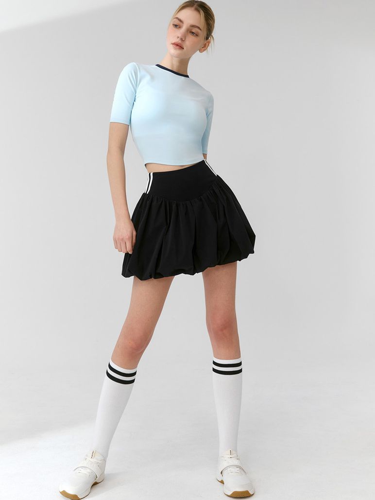 BUYCO Female Stripe Fluffy Tennis Skirts Suit