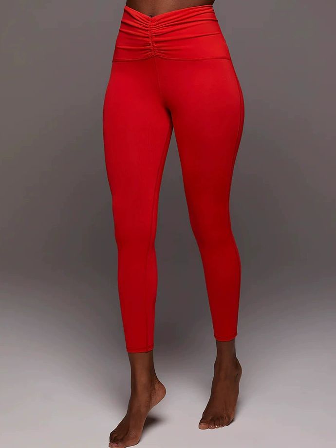 BUYCO Female Solid Color Unique Folds V Shape Waist Leggings