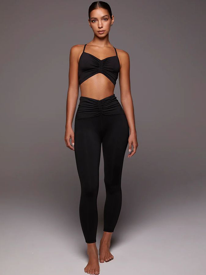 BUYCO Female Solid Color Unique Folds V Shape Waist Tracksuit