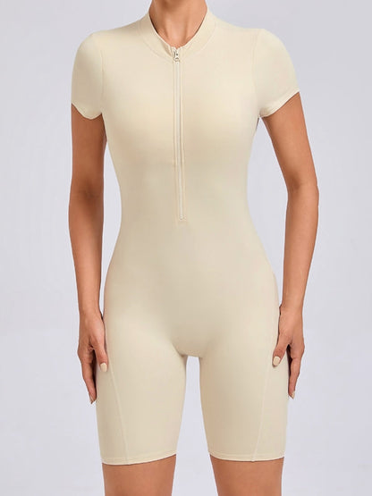 BUYCO Female Backless Ruched Back Zipper Romper