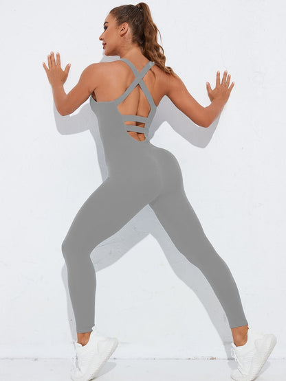 BUYCO Female Cross Back Hollow Out Quick Dry Jumpsuit