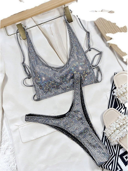 BUYCO Female Multi-coloured Gradient Drawstring Bikini Set