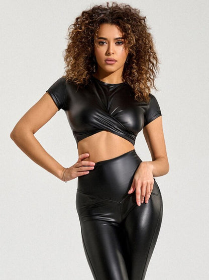 BUYCO Female PU High-rise Leggings