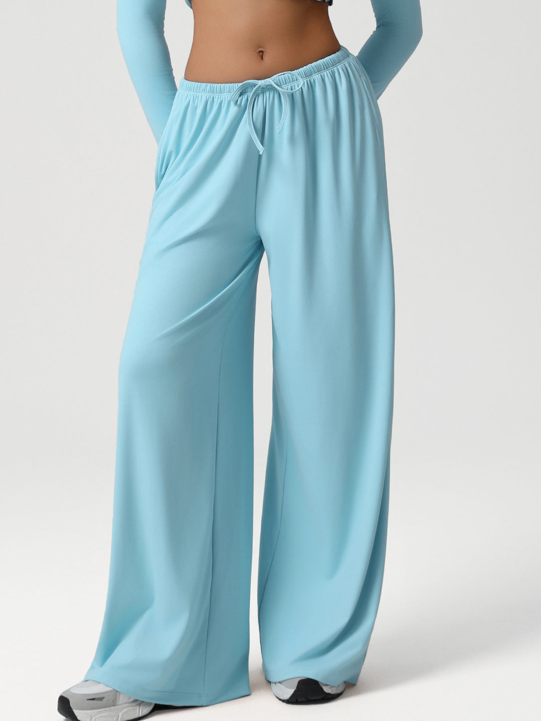 BUYCO Female Drawstring Pocket Solid Color Casual Pants