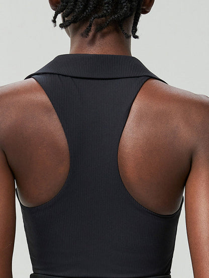 BUYCO Female Solid Color V-neck Ribbed Quick Dry Tank