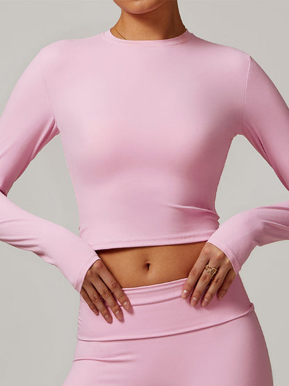 BUYCO Female Solid Color Quick Dry Elastic Tight Long Sleeves