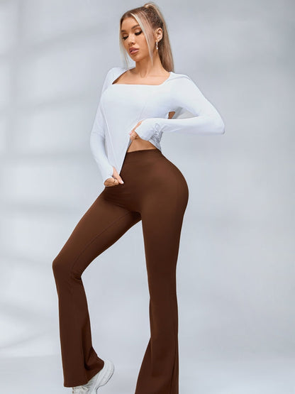BUYCO Female Deep V Back Ruched Back Flare Leggings