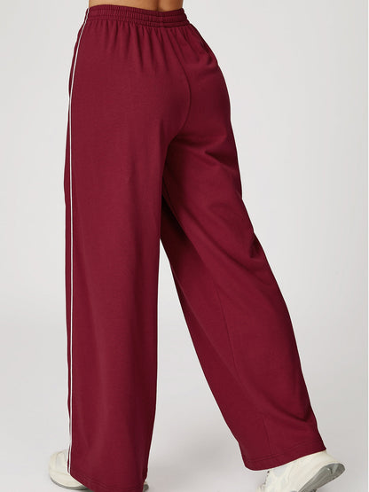 BUYCO Female Casual Loose Contrast Color Stripe High-rise Pants