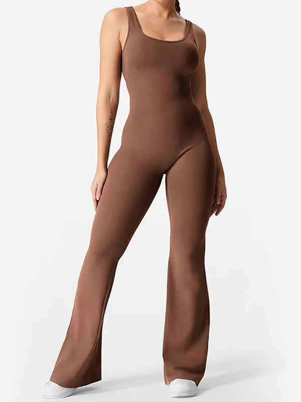 BUYCO Female Backless Ruched Back Flare Jumpsuit