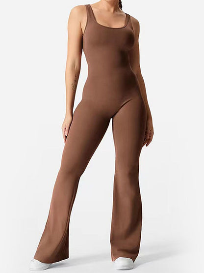 BUYCO Female Backless Ruched Back Flare Jumpsuit